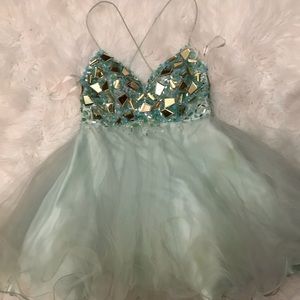 Sherri Hill mint prom dress broken glass sz 10